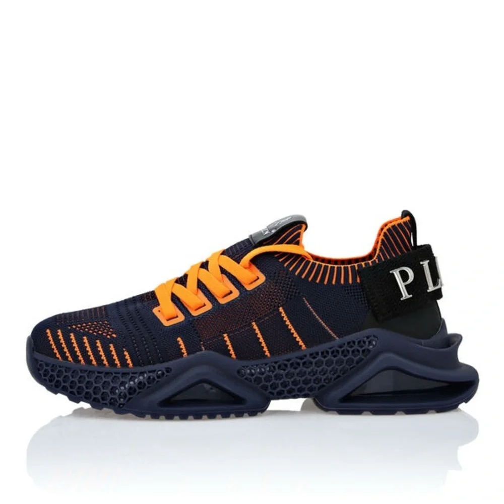 Philipp Plein Runner Iconic Navy Orange Techno Mesh Sneakers - Picture 6 of 12